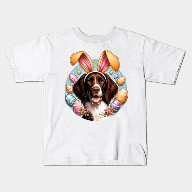 Small Munsterlander Pointer Celebrates Easter with Bunny Ears Kids T-Shirt by ArtRUs